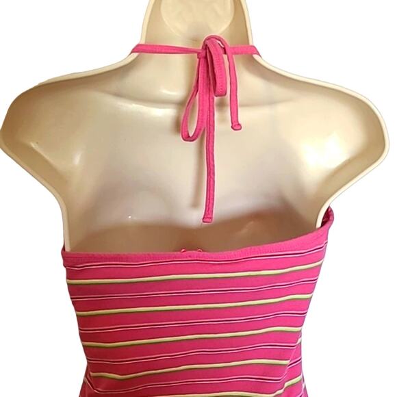 Excellent Arizona Jean Co Juniors Pink Striped Halter Neck Top Size Medium - Picture 7 of 7